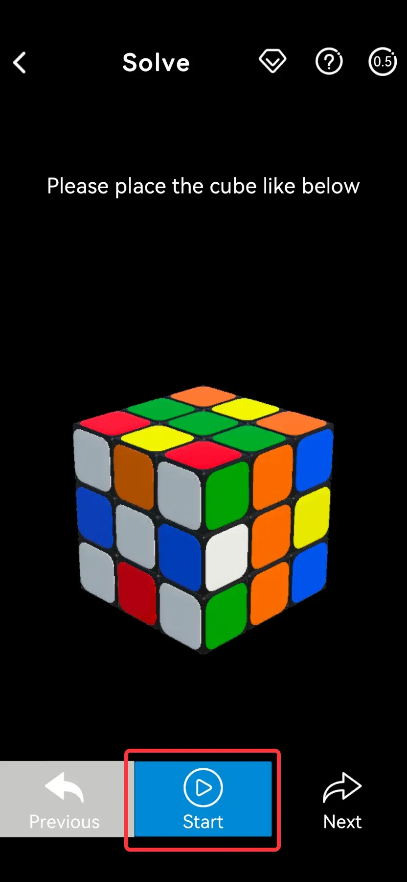 AI Cube Solver start solve