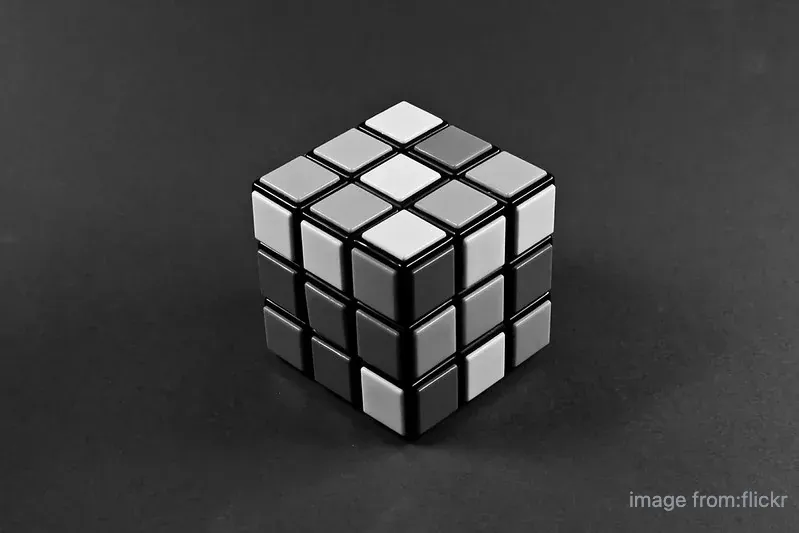 black and white Rubik's Cube
